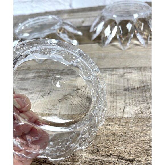 MCM Lucite Acrylic Lotus Flower Set 3 Holiday Nesting Serving Bowls Dishes VTG - Picture 12 of 15